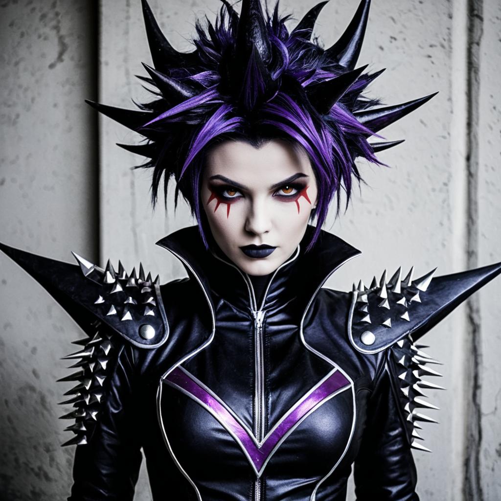 Gothic Punk Woman with Spiked Hair and Leather Outfit