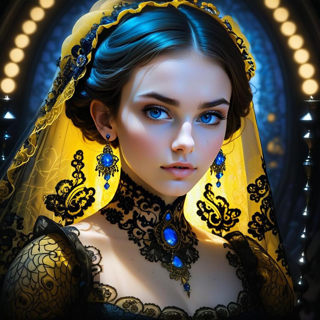 Striking Portrait of a Young Woman in Black Lace