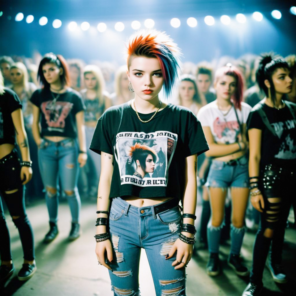 Youthful concert scene with punk style