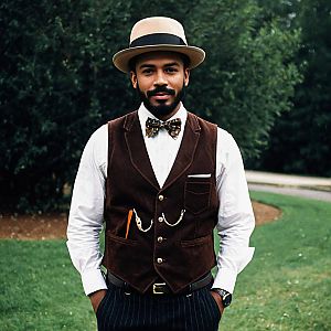 Well-Dressed Man in Vintage Outfit with Bow Tie and Fedora