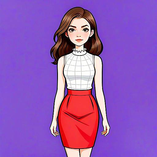 Woman with Pretty Face and Hair in Business Casual Outfit Illustration