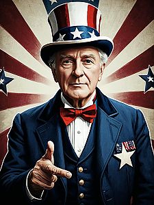 Patriotic Older Man in Vintage Americana Costume