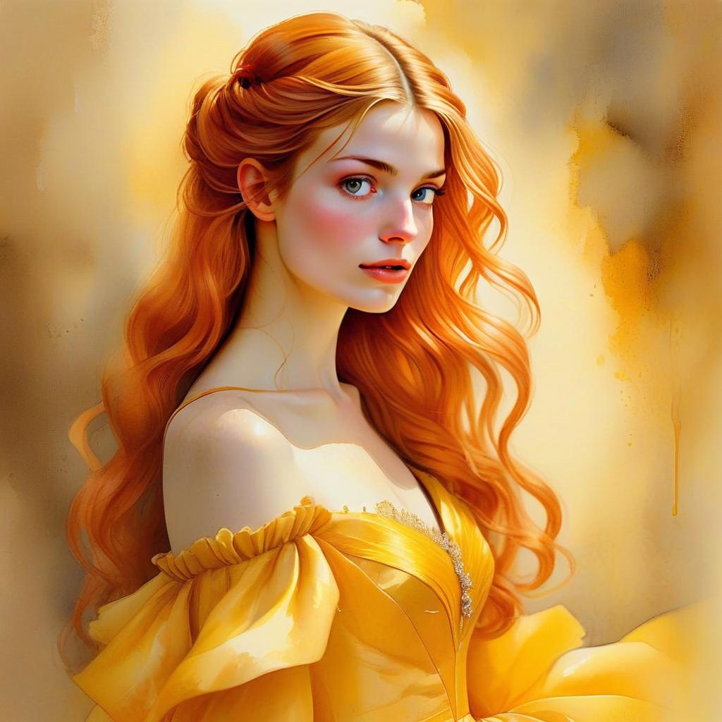 Portrait of a Young Woman in Yellow Gown