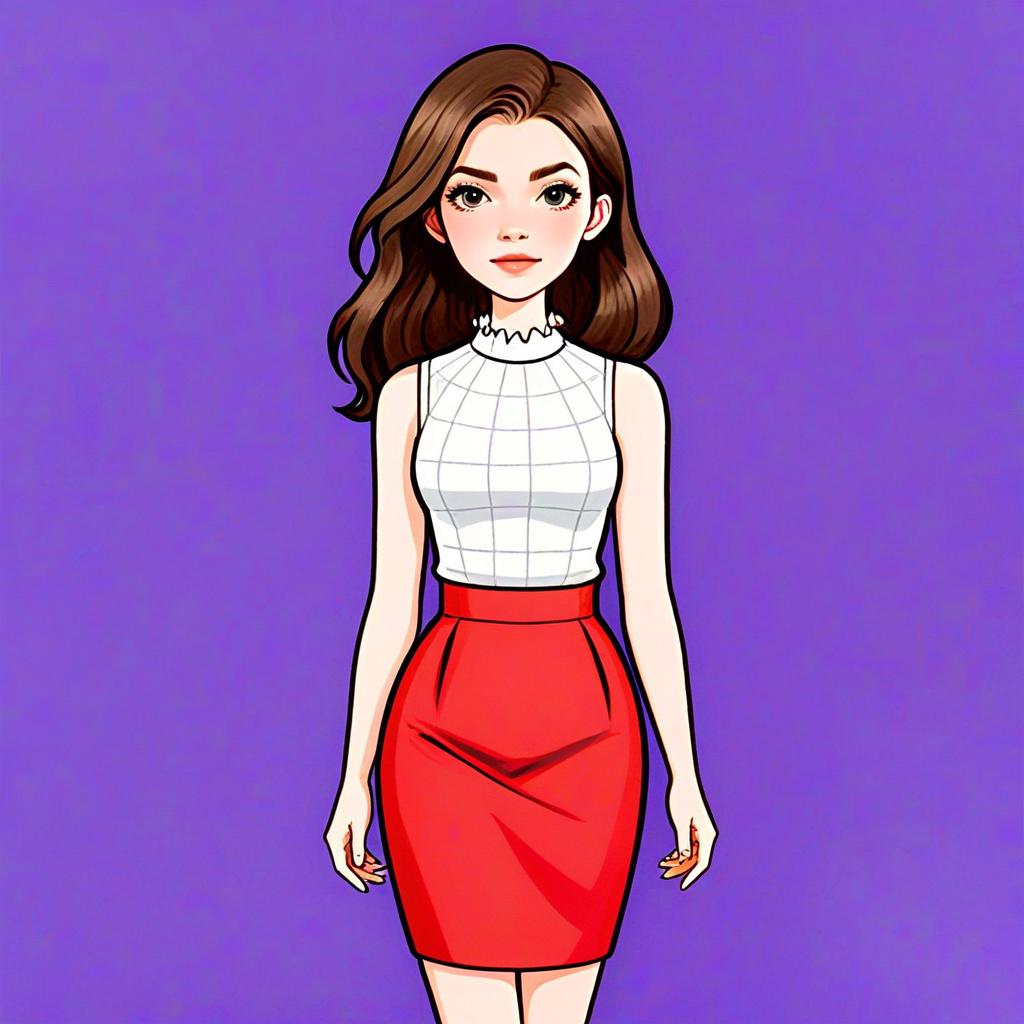 Woman with Pretty Face and Hair in Business Casual Outfit Illustration