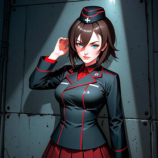 Hida Ema Dark Illustrious Anime Woman in Military Uniform