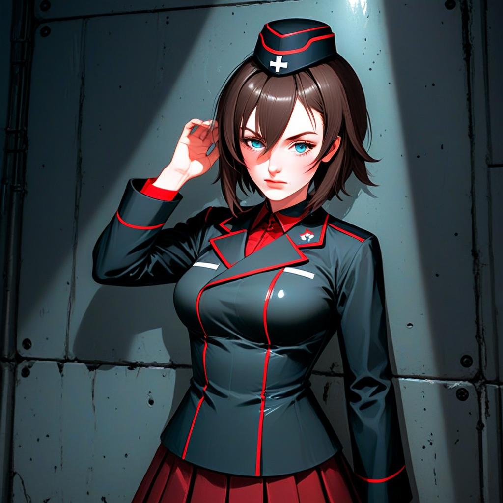 Hida Ema Dark Illustrious Anime Woman in Military Uniform