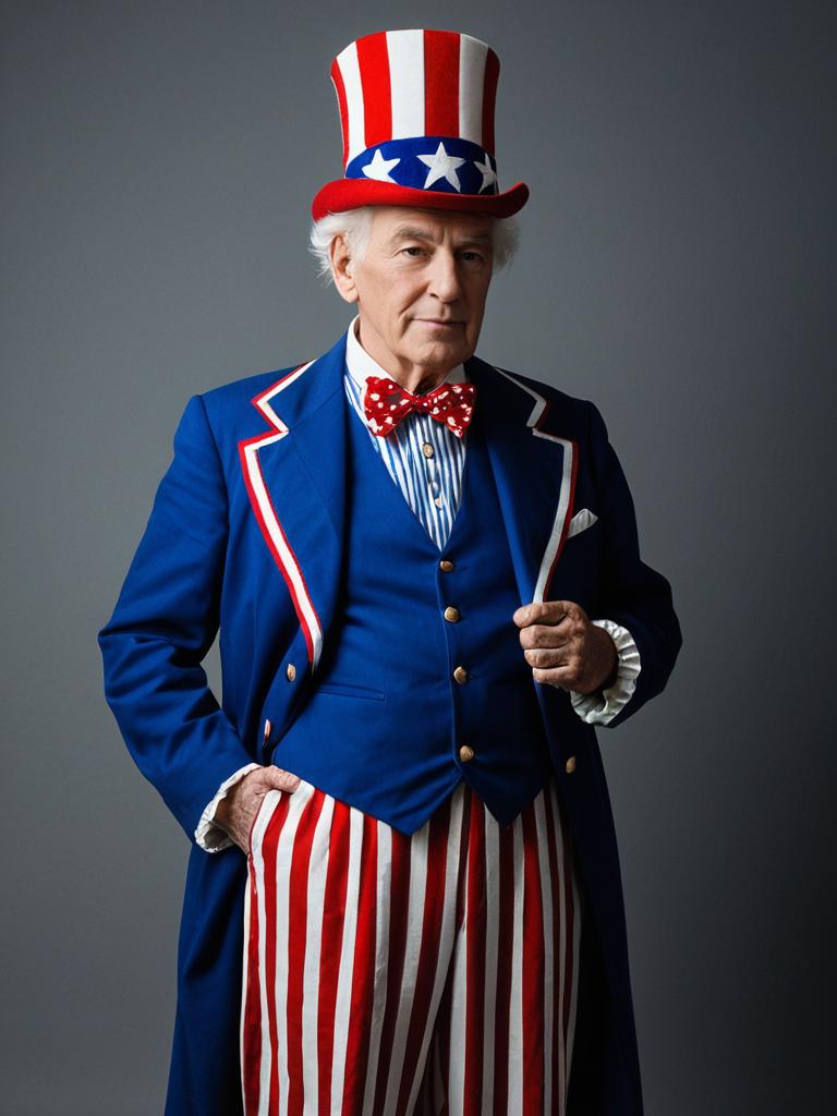Elderly Man in Patriotic Costume