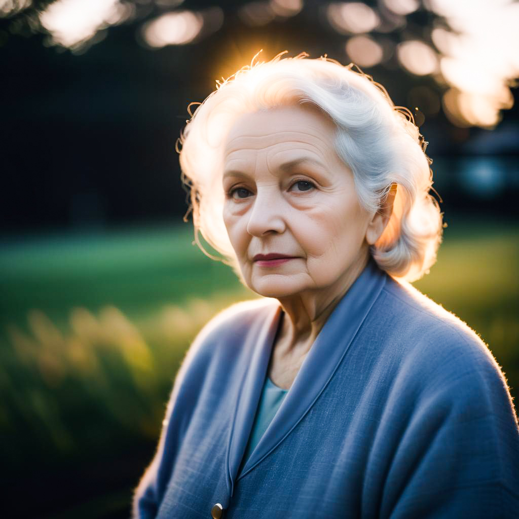 Elderly Woman Portrait at Golden Hour