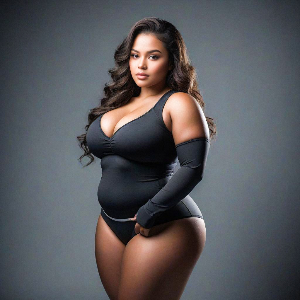 Confident Woman in Black Bodysuit Confident Woman in Black Bodysuit