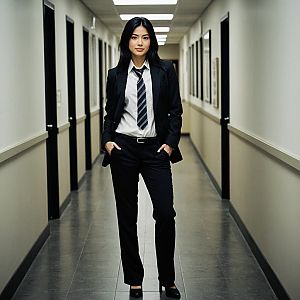 Confident Woman in Business Attire in Modern Office