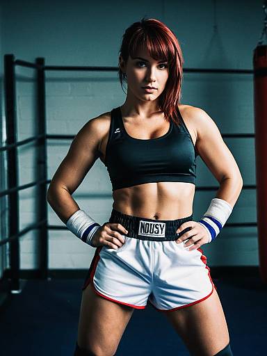 Photorealistic Sports Cosplay Portrait of Woman in Female Boxer Costume