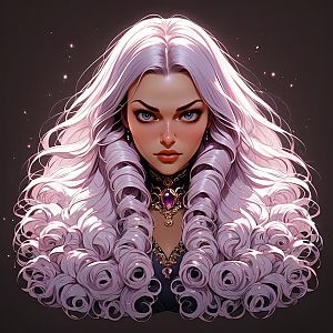Woman with Silver Hair and Blue Eyes in Fantasy Art