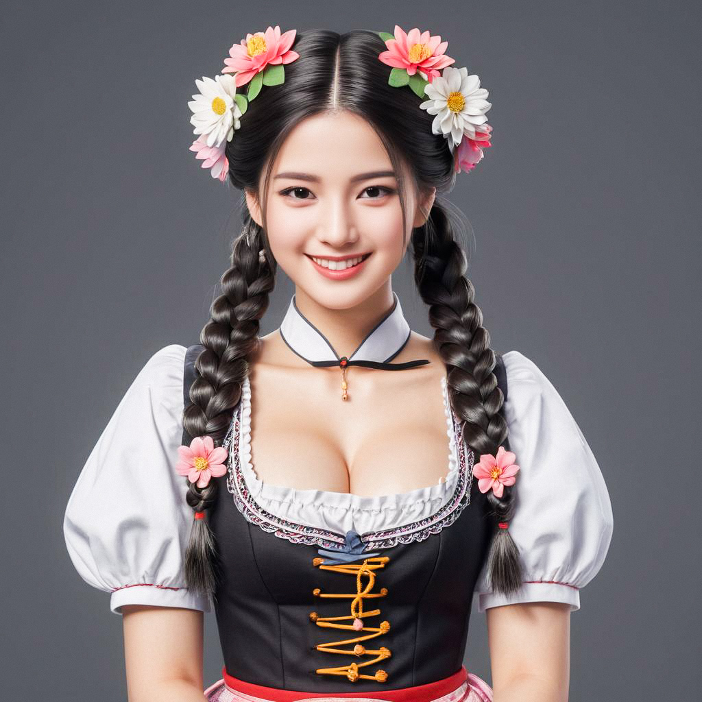 Young Woman in Traditional Dress with Braids Young Woman in Traditional Dress with Braids
