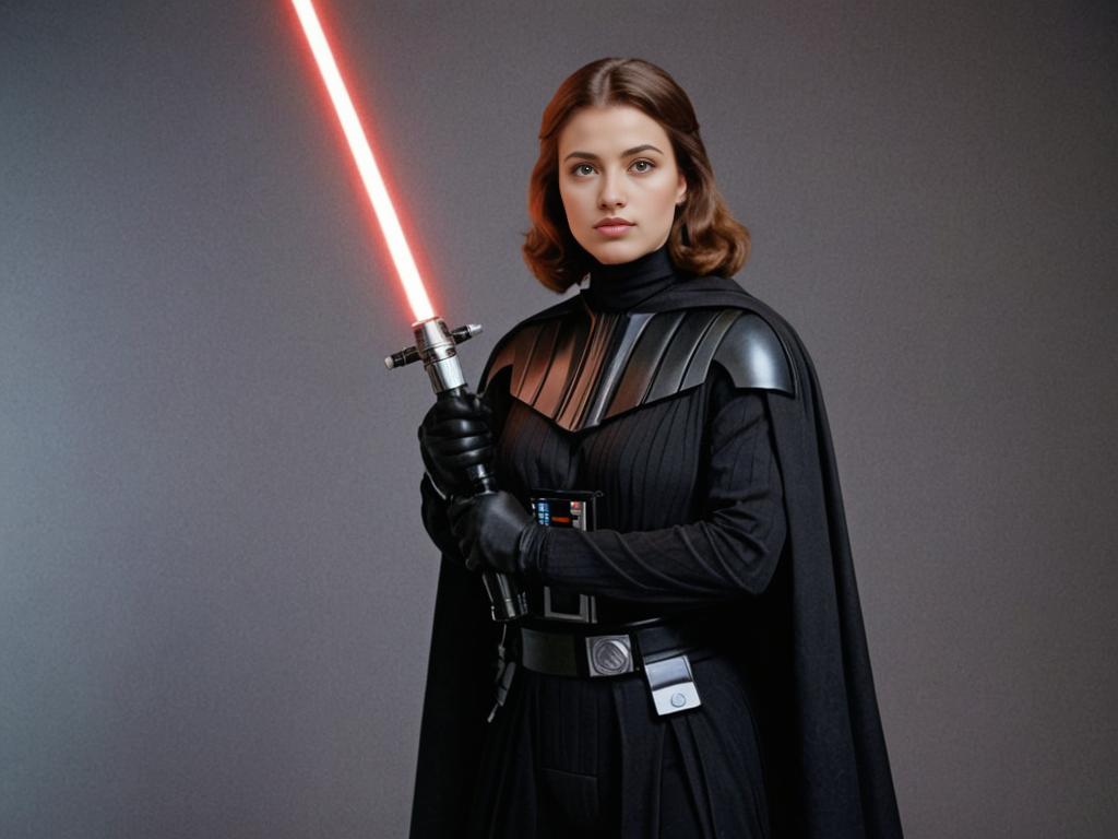 Female Darth Vader with Red Lightsaber