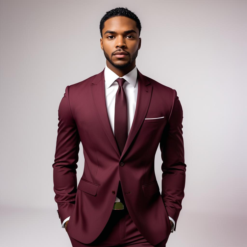 Confident man in stylish burgundy suit