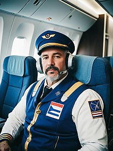 Man in Airliner Pilot Costume Cosplay Editorial Photography Cinematic