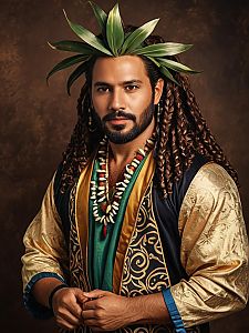 Man in Maui Costume Cosplay Festival Portrait Photorealistic Realism
