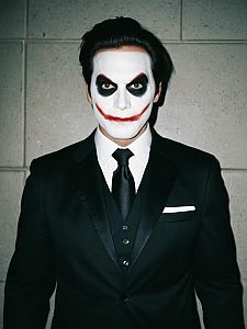 Man in Black Suit with Halloween Makeup