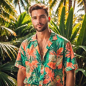 Handsome Man in Tropical Greenery
