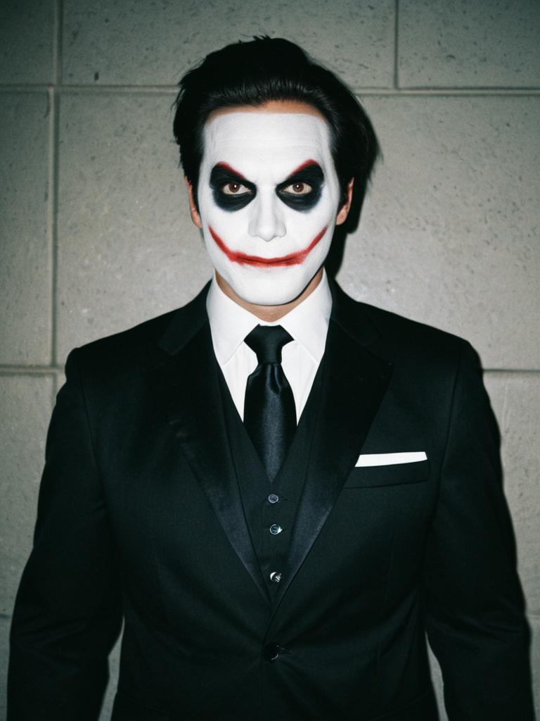 Man in Black Suit with Halloween Makeup Man in Black Suit with Halloween Makeup