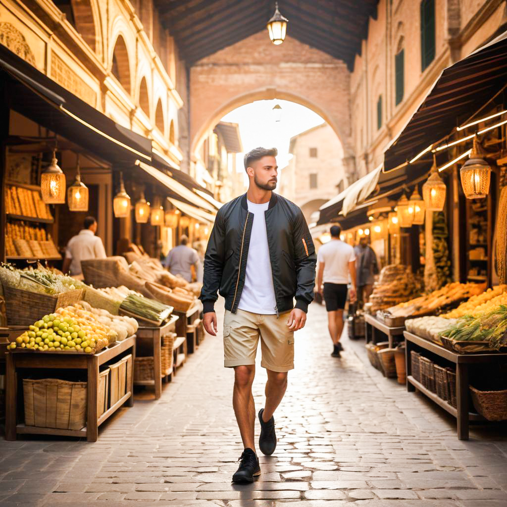 Stylish Man in Vibrant Market