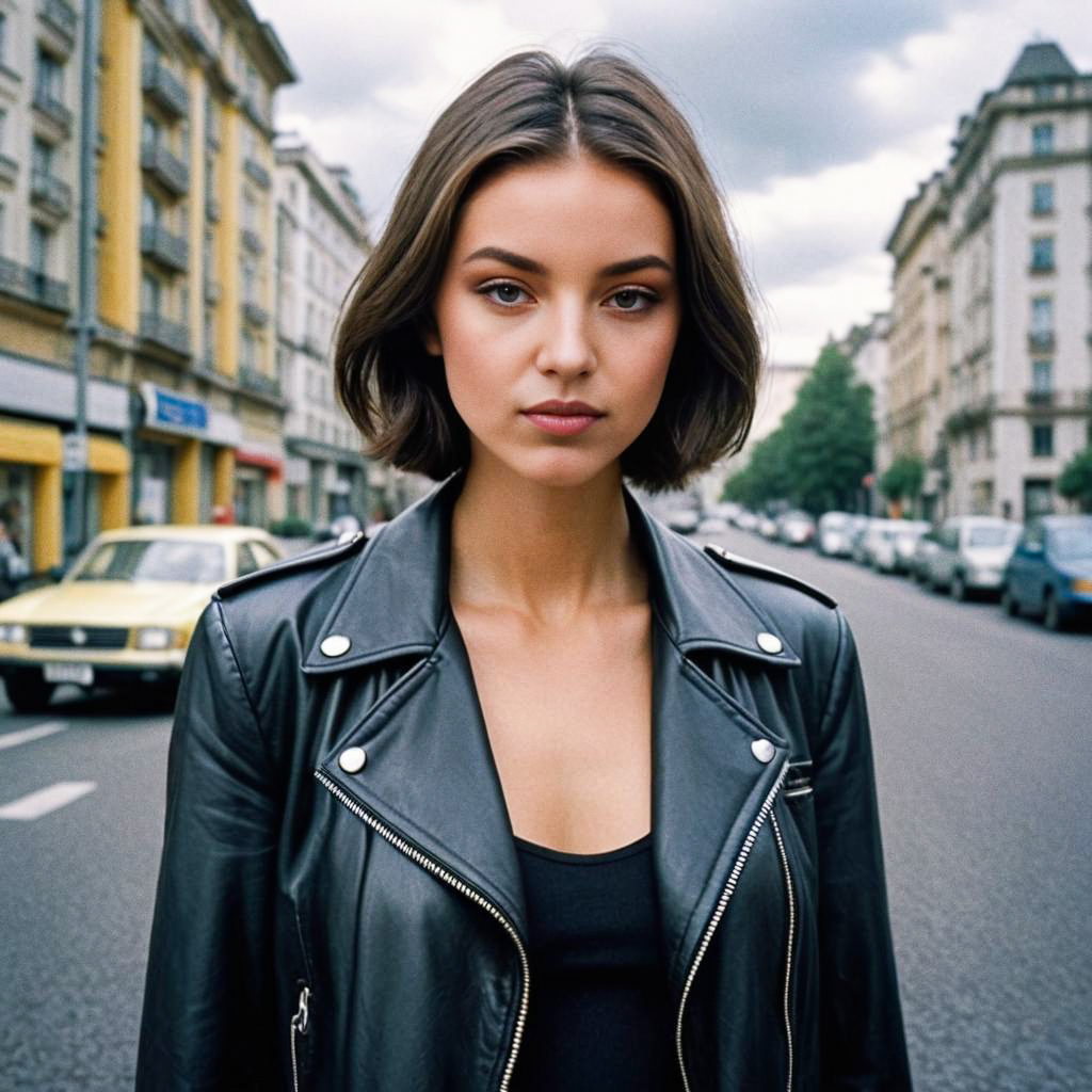 Confident Woman in Urban Style on City Street