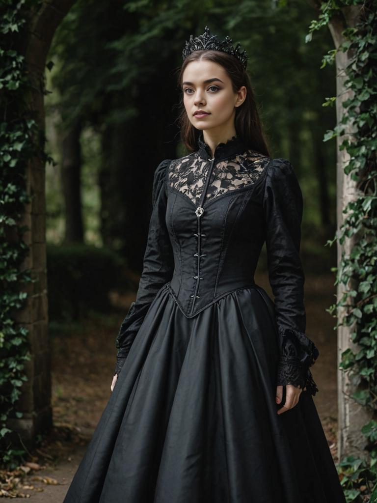 Elegant Gothic Woman in Serene Forest