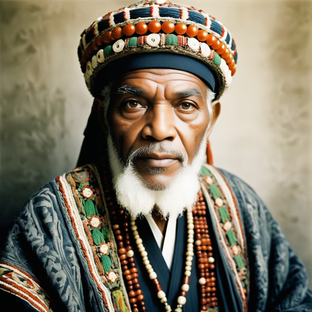 Elder Man in Traditional Attire with Beading