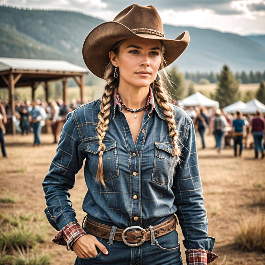 Confident Woman in Classic Cowboy Outfit