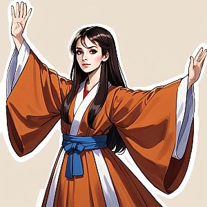 Confident Young Woman in Traditional Robe