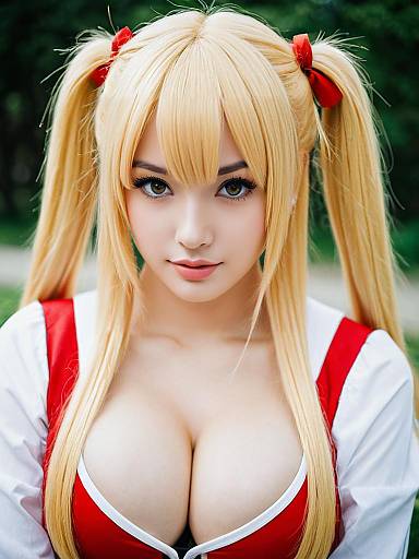 Realistic Cosplay Portrait of Arihara Nanami with Blonde Twin-Tails