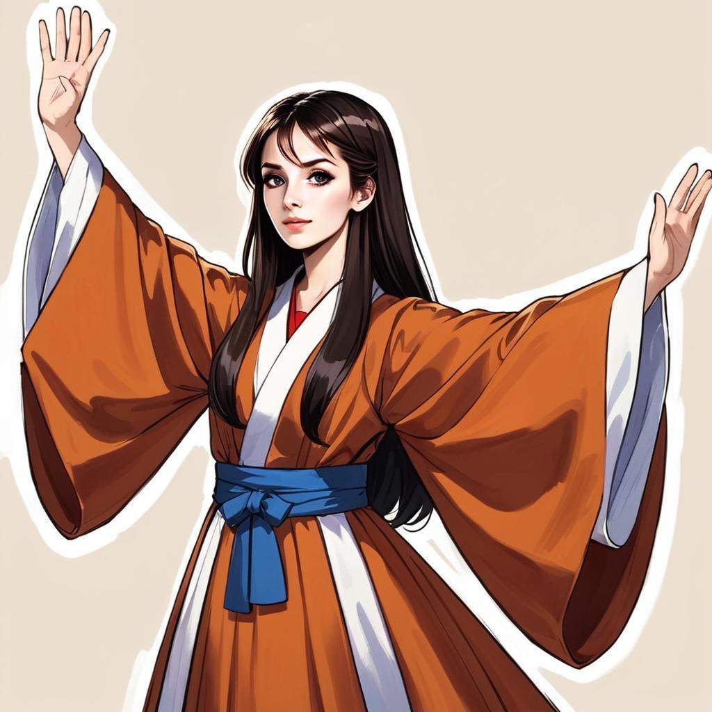 Confident Young Woman in Traditional Robe Confident Young Woman in Traditional Robe