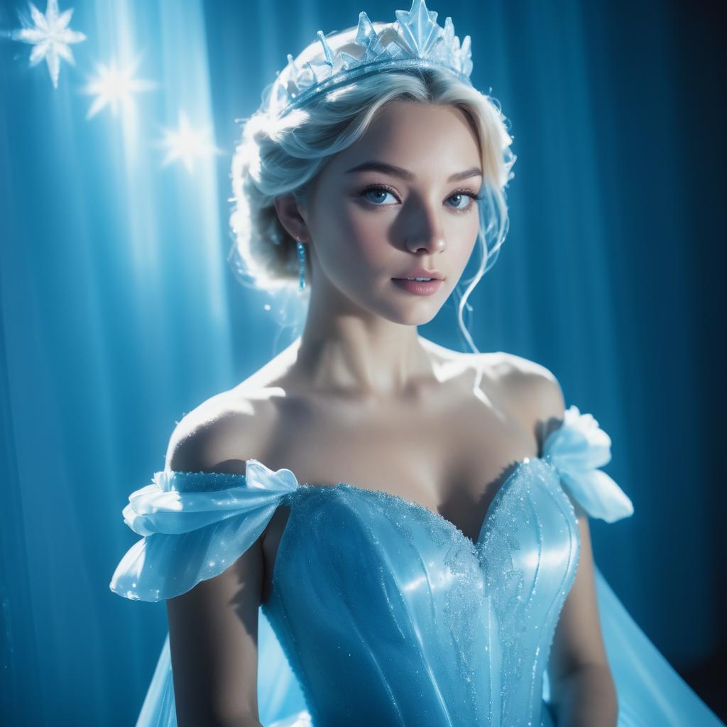 Elegant Fantasy Woman in Light Blue Gown