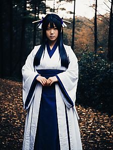 Realistic Retsu Unohana Cosplay Woman in Traditional Kimono Costume