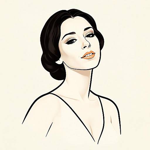 Elegant Vector Illustration of Confident Woman with Updo Hairstyle