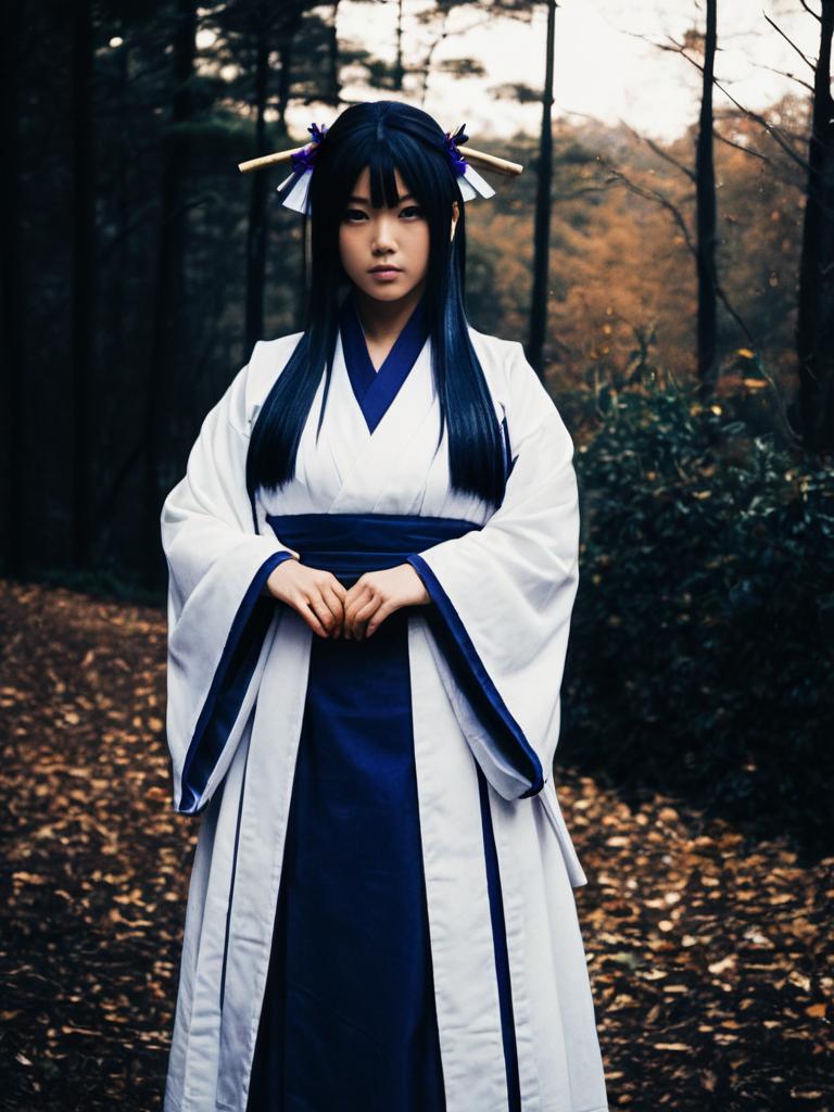 Realistic Retsu Unohana Cosplay Woman in Traditional Kimono Costume