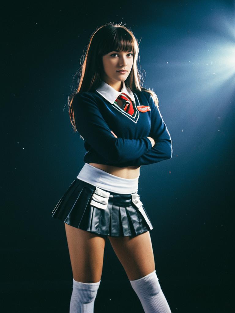 Confident Woman in Stylish Mini Skirt and Cropped Sweater