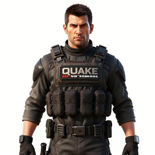 Man in Tactical Gear with Quake Combat Vest