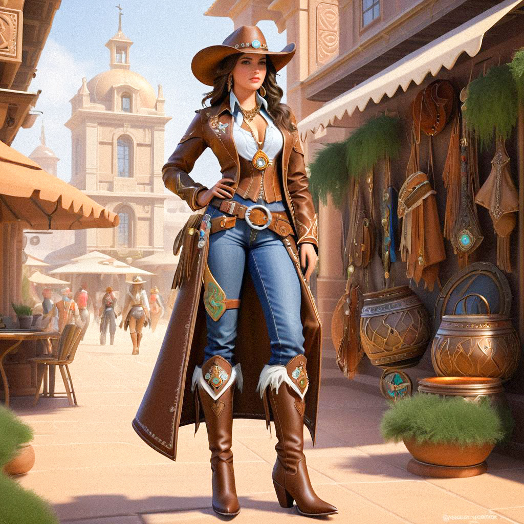 Stylish Woman in Western Outfit at Market