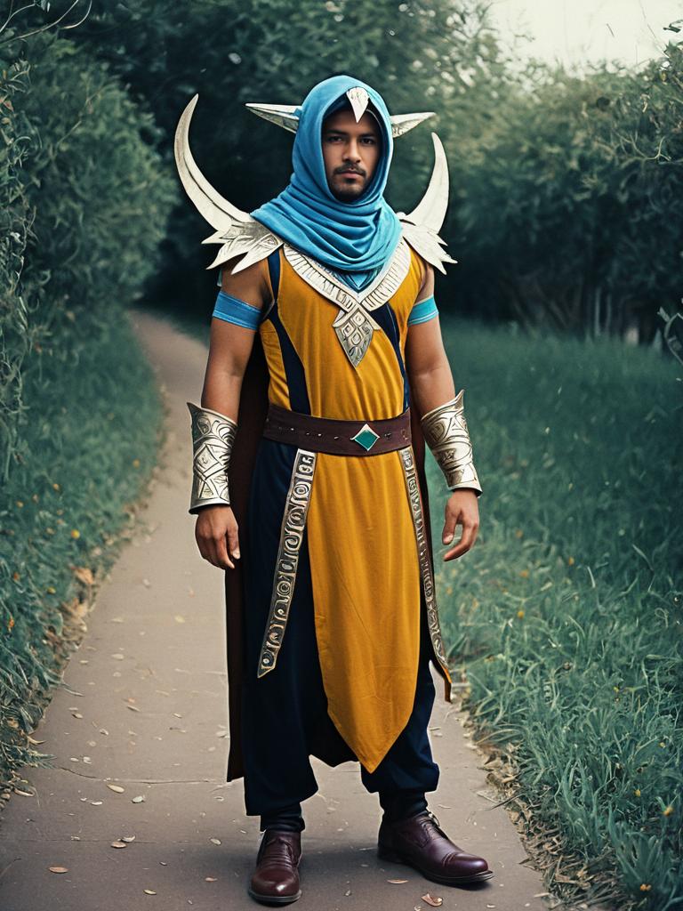 Man Cosplay Wearing Nnoitra Gilga Costume Realistic Photo