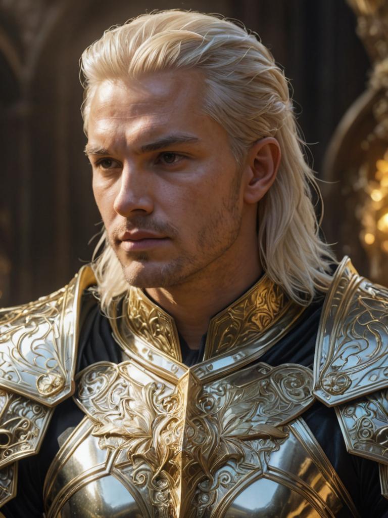 Aasimar Man Portrait with Platinum Blonde Hair