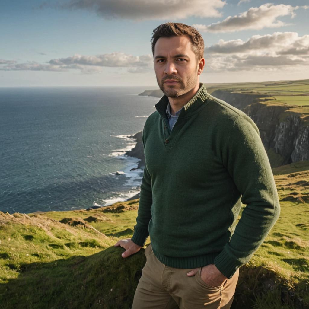 Man with Irish Coastline