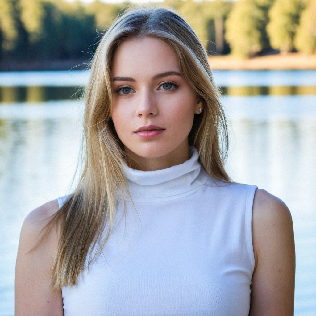 Young Woman Portrait by Lakeside