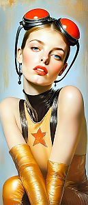 Stylish Woman in Futuristic Orange Outfit