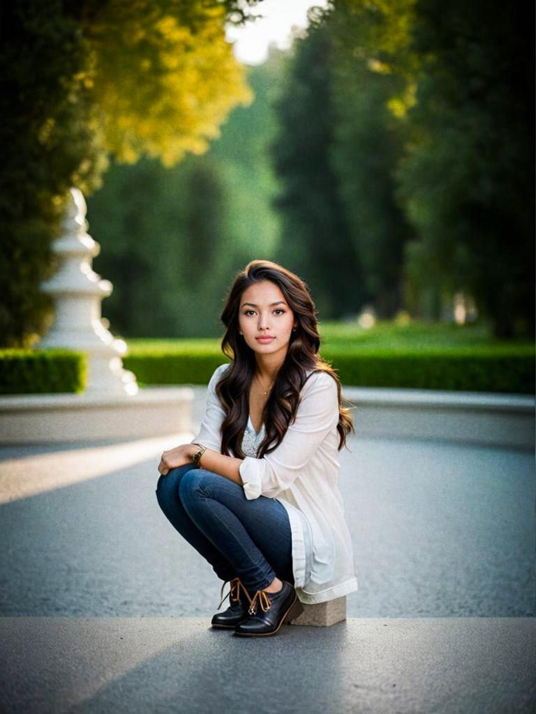 Elegant Woman in Serene Outdoor Setting