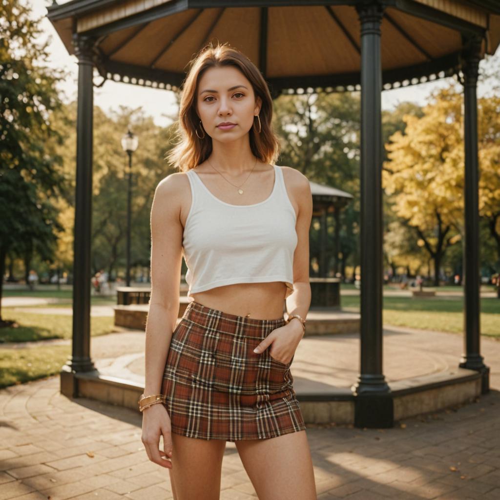 Confident Woman in Casual Summer Outfit in Park