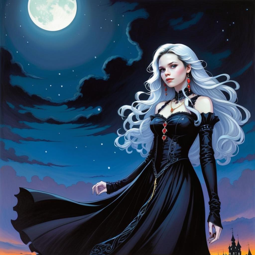 Gothic Fantasy Woman Under Full Moon Gothic Fantasy Woman Under Full Moon