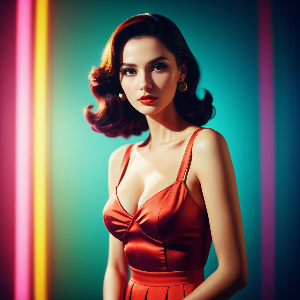 Glamorous Woman in Red Satin Dress