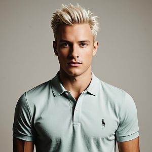 Stylish Young Man with Platinum Blonde Hair