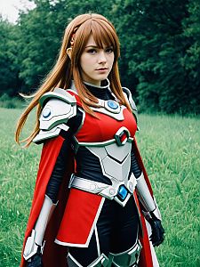 Realistic Woman Cosplay of Celica from Xenoblade Chronicles in Armor Costume